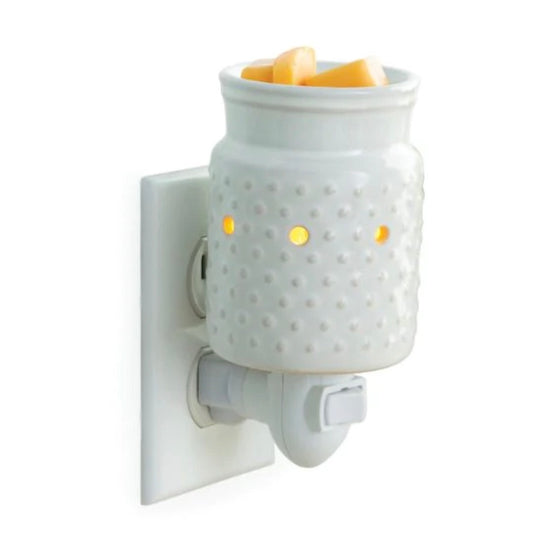 WHITE HOBNAIL PLUGGABLE WARMER
