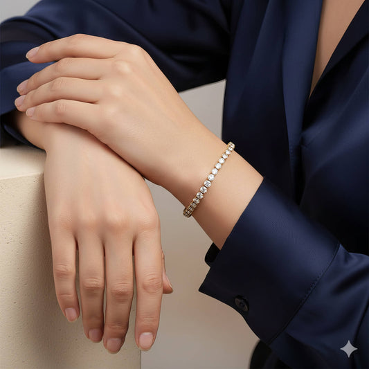 RADIANCE TENNIS BRACELET - 18CT GOLD PLATED STEEL