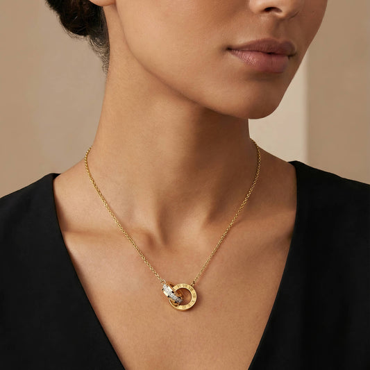 ETERNAL ORBIT GOLD NECKLACE - 18CT GOLD PLATED STEEL