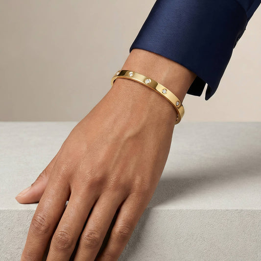 LUXE CRYSTAL GOLD BRACELET - 18CT GOLD PLATED STEEL